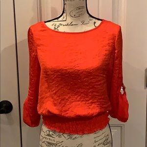 MICHAEL KORS Orange Smocked Blouse Top XS